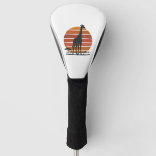 Vintage Giraffe Sunset Safari Vector Shirt Design_ Golf Head Cover