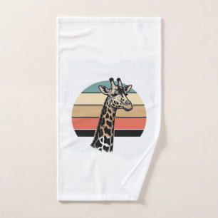 Vintage Giraffe Sunset Safari Vector Shirt Design  Hand Towel