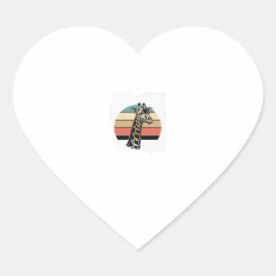 Vintage Giraffe Sunset Safari Vector Shirt Design Heart Sticker
