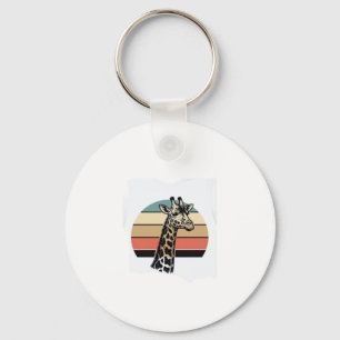 Vintage Giraffe Sunset Safari Vector Shirt Design  Key Ring