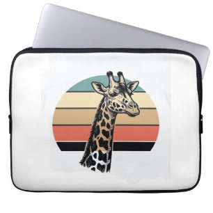 Vintage Giraffe Sunset Safari Vector Shirt Design  Laptop Sleeve