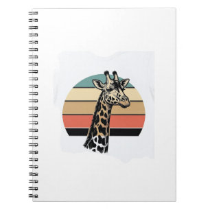 Vintage Giraffe Sunset Safari Vector Shirt Design Notebook