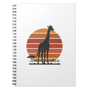 Vintage Giraffe Sunset Safari Vector Shirt Design_ Notebook