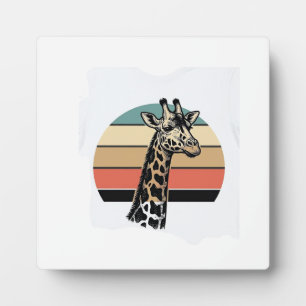 Vintage Giraffe Sunset Safari Vector Shirt Design Plaque