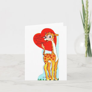 Vintage Giraffe Valentine Card