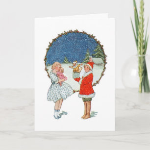 Vintage Girl and Boy Christmas Card