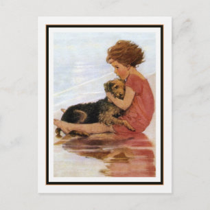 Vintage Girl and Dog by Jessie Willcox Smith Postcard