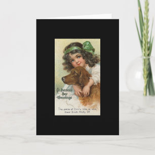 Vintage Girl and Dog St. Patrick's Day Card