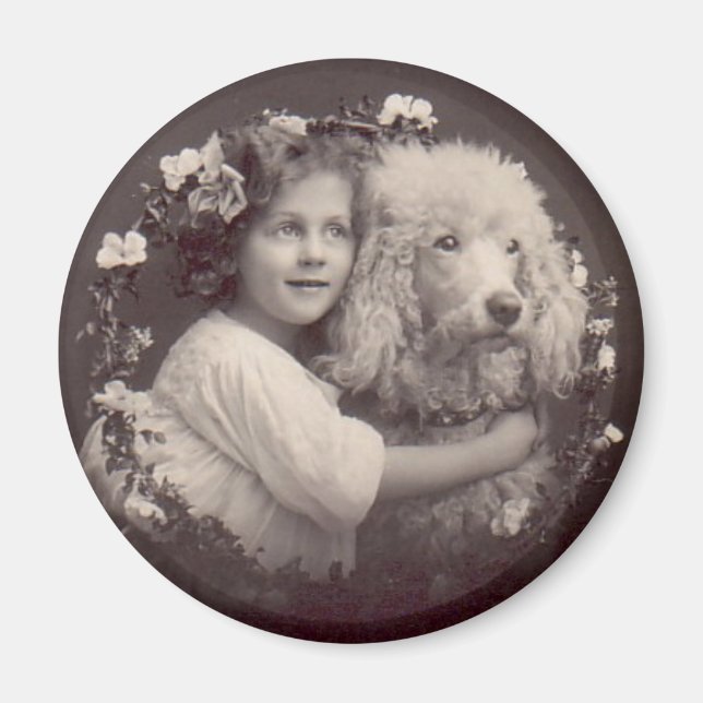 Vintage Girl and Poodle Magnet (Front)