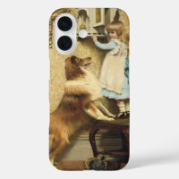 Vintage Girl and Sheltie Dog Art Secret Place