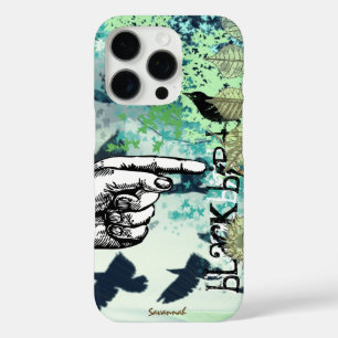 Vintage Girl Aqua Black Bird Pattern iPhone 16 Pro Case