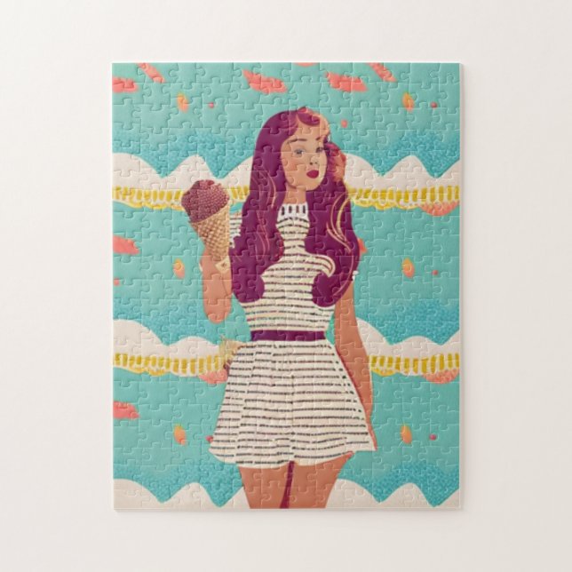 Vintage Girl  Art   Collection Puzzle (Vertical)