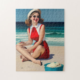 Vintage Girl  Art   Collection Puzzle