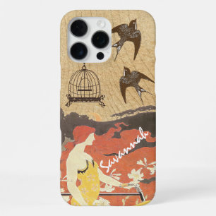 Vintage Girl Birds Birdcage Bike iPhone 16 Pro Max Case
