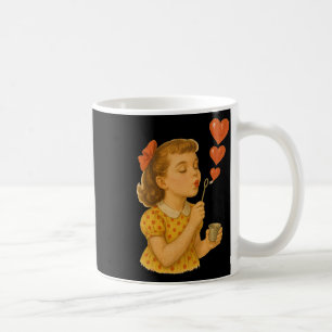 Vintage Girl Blowing Kisses Love Valentines Romant Coffee Mug