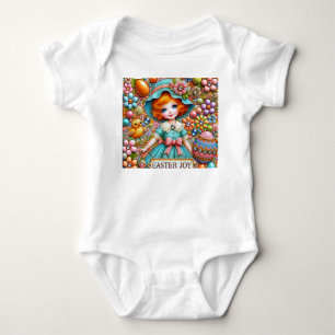 VINTAGE GIRL Easter eggs ~ Easter JOY~ Baby Bodysuit