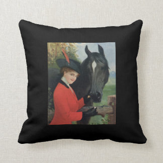 Vintage Girl Feeding Horse Sugar Cube Cushion