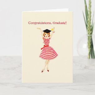 Vintage Girl Graduation Greeting Card