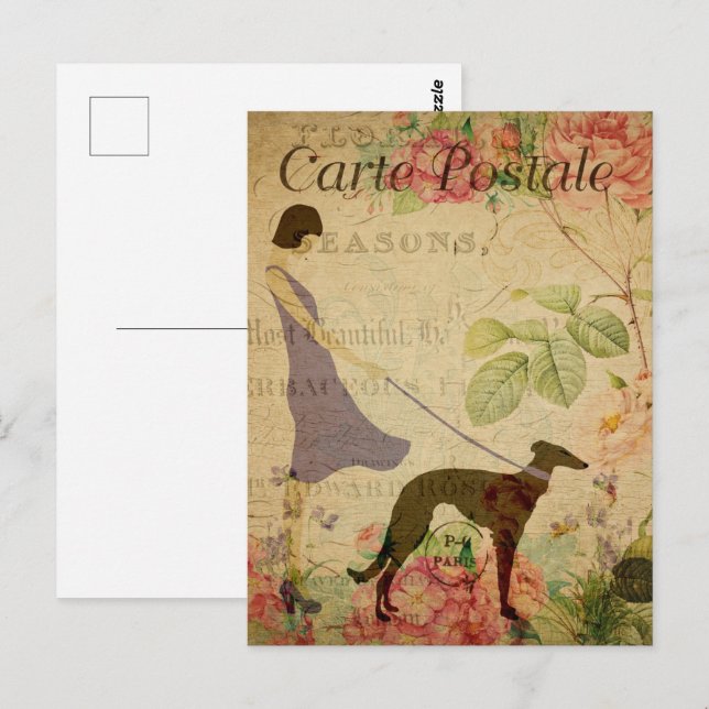 Vintage Girl & Greyhound Postcard (Front/Back)