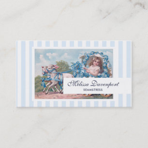 Vintage Girl in Carriage Driven by Lambs Business Card