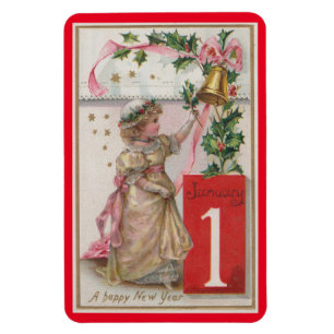 Vintage Girl January 1st Magnet