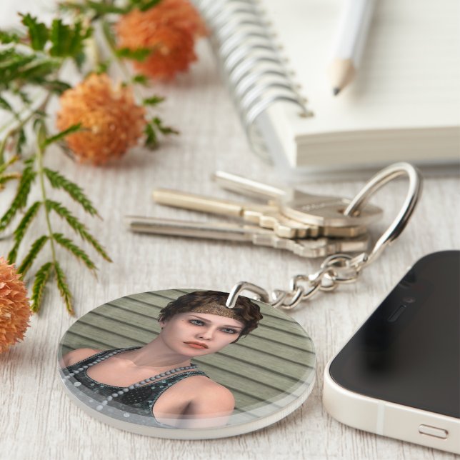 Vintage Girl Key Ring (Front Right)