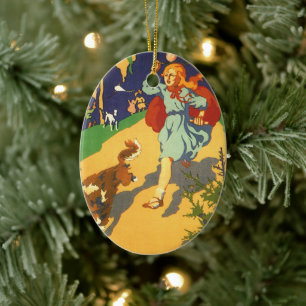 Vintage Girl Little Red Riding Hood Birthday Party Ceramic Tree Decoration