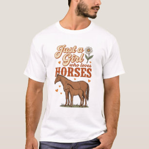 Vintage Girl Loves Horses Shirt Design