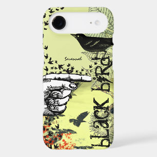 Vintage Girl Mint Black Bird Pattern