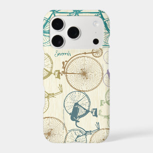 Vintage Girl Muted Colours Bike Pattern Iphone