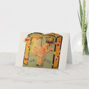 Vintage Girl Packing Valentine's Day Card