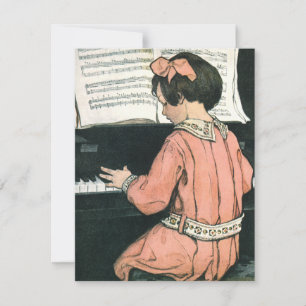 Vintage Girl Pianist Birthday Party Invitation