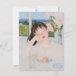 Vintage Girl Portrait Watercolor Art Postcard