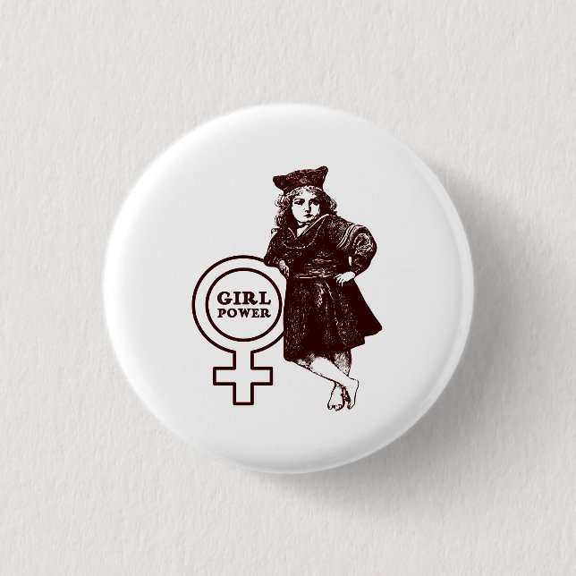 Vintage Girl Power 3 Cm Round Badge (Front)