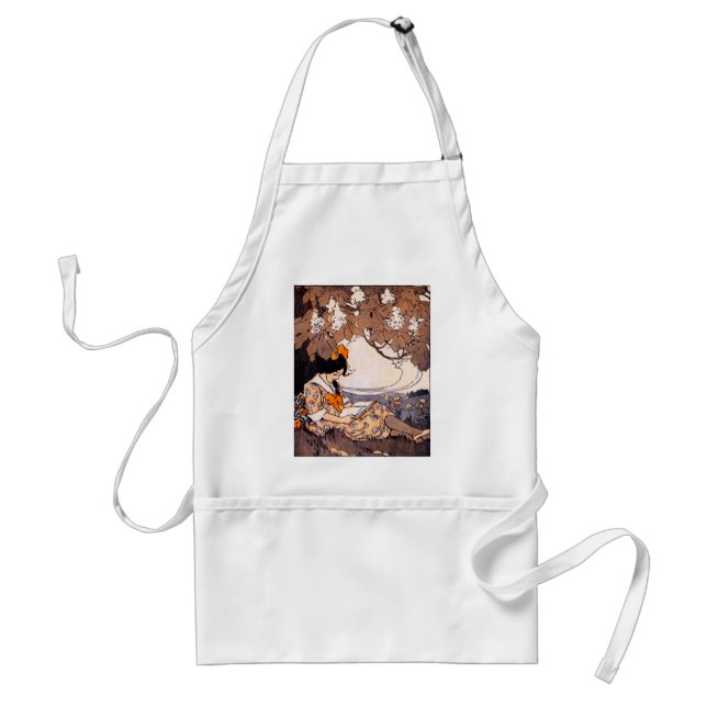 Vintage Girl Reading Under a Tree Standard Apron (Front)
