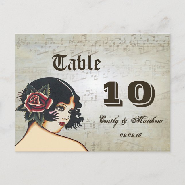 Vintage Girl Table Number Cards (Front)