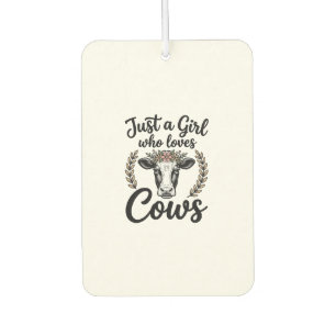 Vintage Girl Who Loves Cows Floral Cow Shirt Desig Car Air Freshener