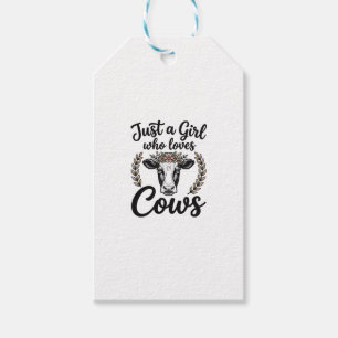 Vintage Girl Who Loves Cows Floral Cow Shirt Desig Gift Tags
