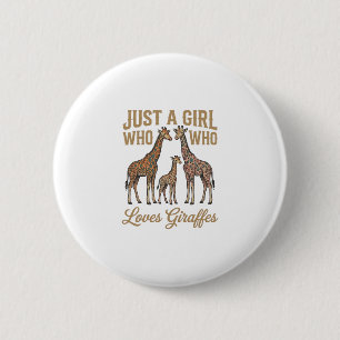Vintage Girl Who Loves Giraffes Shirt Design_1 6 Cm Round Badge