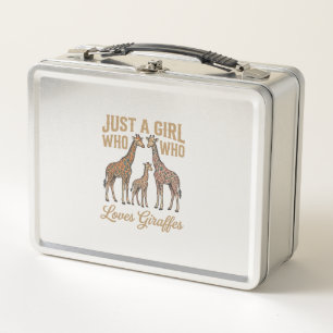 Vintage Girl Who Loves Giraffes Shirt Design_1 Metal Lunch Box