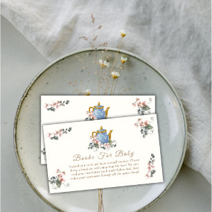 Vintage Girl Wildflower Tea Books For Baby Shower Enclosure Card