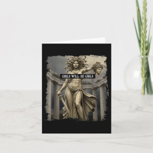 Vintage Girl Will Be Girls Shirts Medusa Feminist  Card