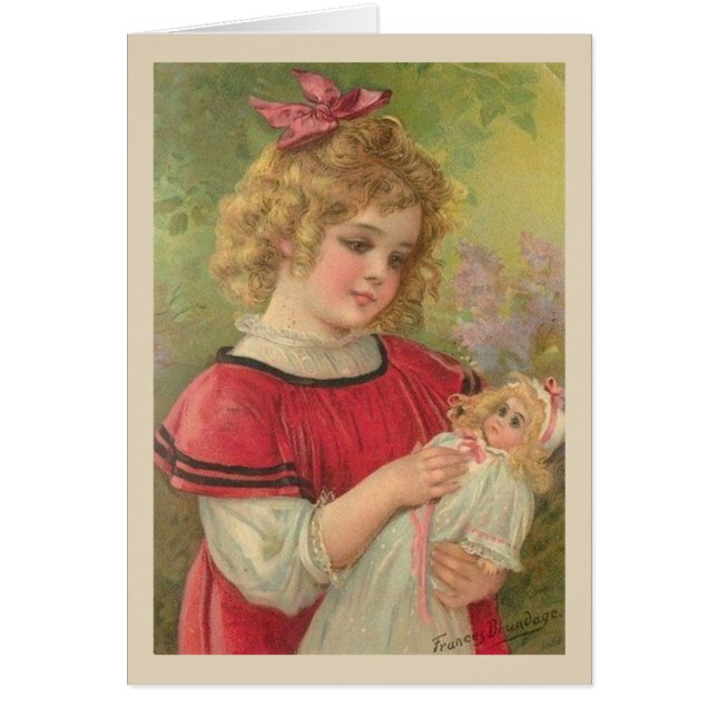 Vintage - Girl with Her Doll, (Front)