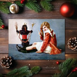 Vintage Girl with Krampus Christmas Card<br><div class="desc">Vintage Victorian girl with Krampus doll Christmas card.  High quality,  custom restored vintage image.</div>