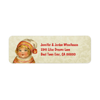 Vintage Girl with Red Hat CH201 Return Address Label