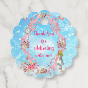 Vintage girl with tea party rabbit Goodie Bag Tags