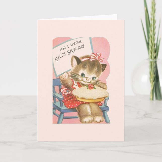 Vintage Girl's Birthday Card (Front)