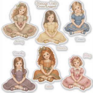 Vintage Girls: Cross-Legged Collection Stickers
