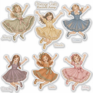 Vintage Girls: Excited Jump Collection Stickers