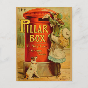 Vintage Girls Red Pillar Box Mail Postcard
